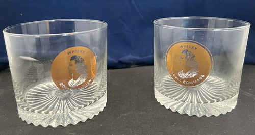 2 Vasos Whisky Royal Command 9x10 De Cristal Base Tallada