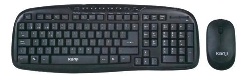 Teclado Y Mouse Inalámbrico Kanji Mouse Óptico 1600 Dpi Color Del Teclado Negro