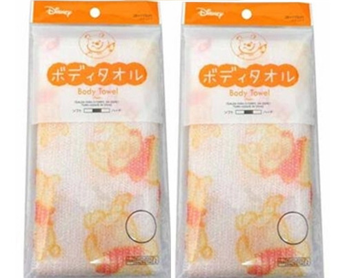 Kit 2 Toalhas Esponja Banho Disney Tipo Japonesa Esfoliante 