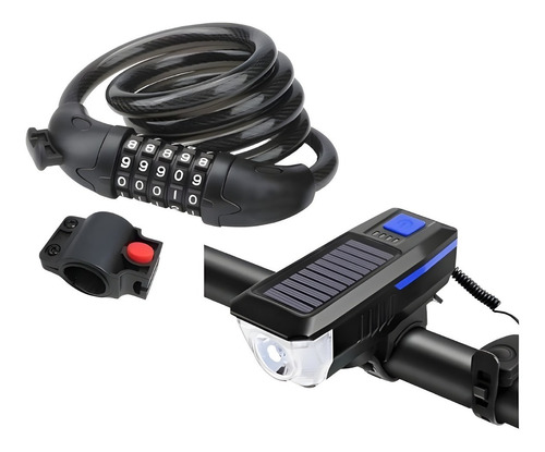 Candado Bicicleta Clave Seguridad + Luz Solar Led