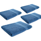 Kit X4 Toallas De Baño De Cuerpo 100% Algodón 70x140 Cm Azul