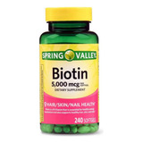 Biotina 5000 Mcg Spring Valley 240 Capsulas Original Eua