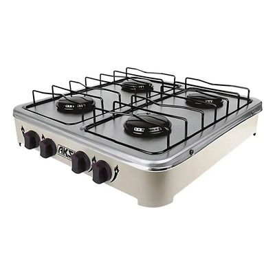 Estufa De Mesa Aksi 4 Quemadores Almendra Acero Inox Color Blanco | Meses sin interés