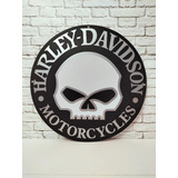 Vintage Harley Davidson Skull Letrero D Metal Estilo Antiguo