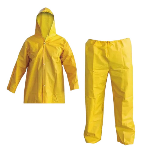 Conjunto De Pvc Amarelo Capa De Chuva E Calça Pra Motoqueiro