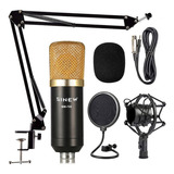 Set Microfono Condenser Con Araña, Popfilter, Brazo Y Cable