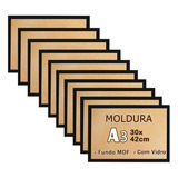 Kit 10 Molduras  A3 Quadros 30x42 Com Vidro Moldura Laqueada Cor Preto