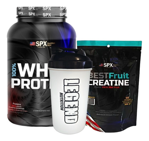 Spx 100% Whey Protein 1 Kg + Creatina Spx 300 Gr + Vaso