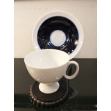 Antigua Taza Copa De Café Porcelana Azul