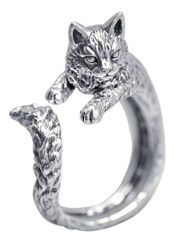 Anillo Gato Ajustable Regulable Plata 925 Gatito Cat Felino