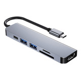 Hub Usb C A Puerto Hdmi + 6 Puertos Usb C Usb Lector Tarj...