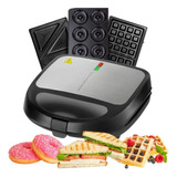 Sandwichera Waflera Y Donera Antiadherente Maquina 3 En 1 Color Negro 110v/220v