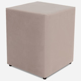 Puff Quadrado Suede Bege Decorativo 35x35cm