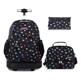 Seastig Rolling Backpack Mochila Con Ruedas De 16 Pulgadas Con Bolsa De Almuerzo Y Estuche Para Lápices Roller Backpack Set Carry-on Bag School Travel