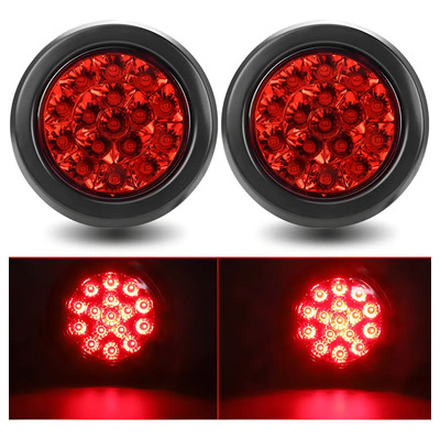 Par Plafon 16 Led Estrobo 4in Redondo Focos Para Camion Rojo