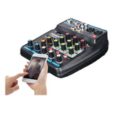 Mixer De Áudio Usb Com Microfone Bluetooth De 4 Canais.