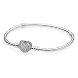 Pulsera Pandora Original Broche Corazón Empedrado