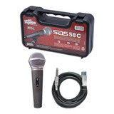 Microfone Santo Angelo Sas58c Com Chave Estojo Cabo 5 Metros Cor Cabo P10 X Xlr