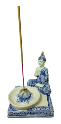 Enfeite Porta Incenso Buda Zen Meditação Decoração Azul 9cm