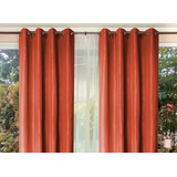 Set De Cortinas+velos 140x220cms Combo Rustico Tábatha Doral Color Terracota