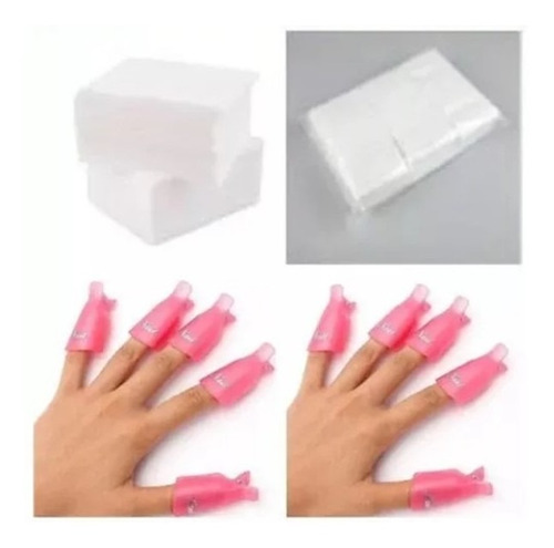 Removedor Esmalte Perm. 10 Pinzas+1000 Papel Sin Pelusas