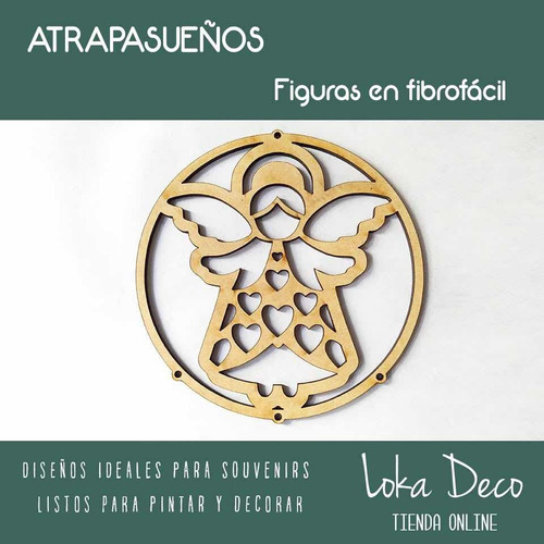 Atrapa Sueños Angeles Fibro Fácil Calados 10cm X5 Unidades