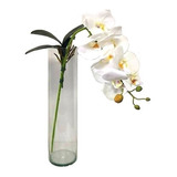 Orquídea Artificial Silicone Com Folhas Galho 75cm Arranjos