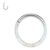 Clicker De Titanio 16g Argolla Septum Piercing Ópalo Incrust