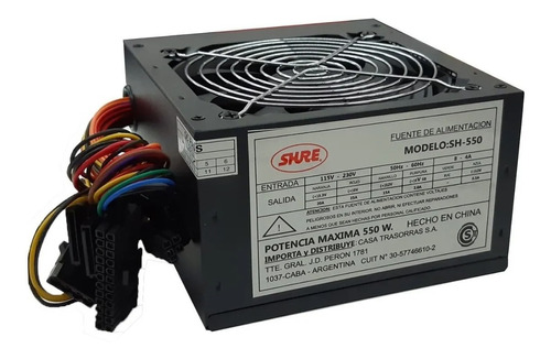 Fuente Shure Para Pc 550w 24 Pines 20+4 Sata Atx Pc