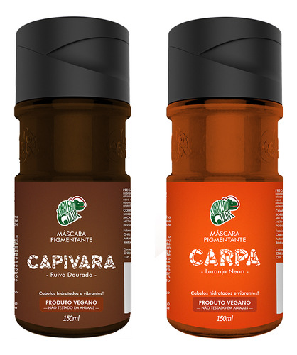  Kit Máscara Pigmentante Carpa + Capivara 150ml Kamaleão Colo Tom Ruivo Dourado + Laranja Neon