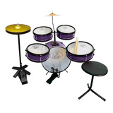 Bateria Infantil Rock Baby Vinho Completa Com Chimbal E B