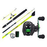 Combo Pesca Reel Huevito Rotativ + Caña 1.80m + Nylon Regalo