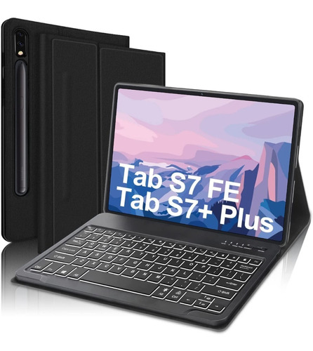 Case + Teclado Luz + Mouse Para Galaxy Tab S7 Fe  T730 T733