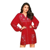 Vestido Rojo Diseño Bordado Cklass 972-65 