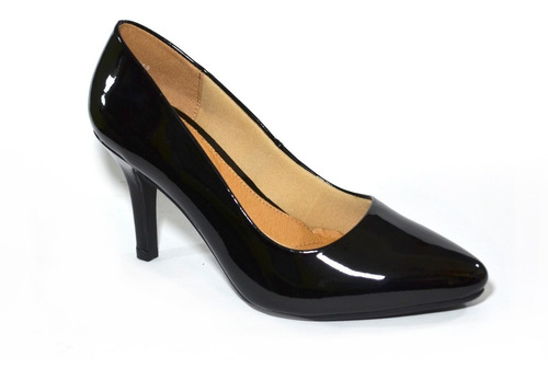 Zapatilla Picuda Lady Paulina Charol Negro Plantilla Confort