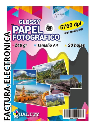 Papel Fotografico Brillante 240gr Por 20 Hojas