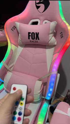 Cadeira Gamer Fox Rgb Cor Branca E Rosa