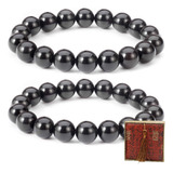 2pcs Pulsera De Obsidiana Negra Natural Pulsera Feng Shui