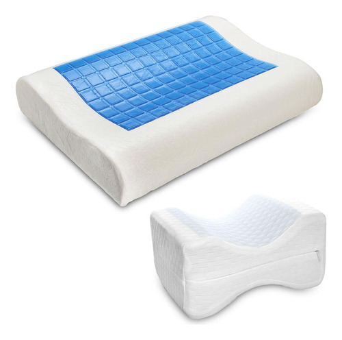 Set X2: Almohada Con Gel Ortopédica + Almohada Para Piernas