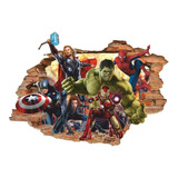 Adesivo Parede Vingadores Marvel Buraco 3d Infantil