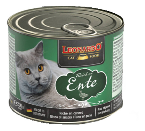 Alimento Leonardo Quality Selection Para Gato Adulto Sabor Pato En Lata De 200g