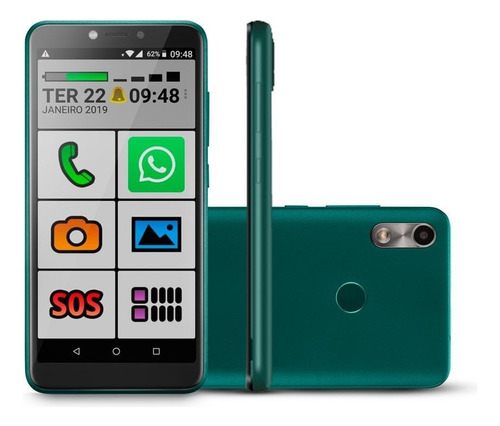 Novo Celular Do Idoso 4g Verde Com Internet E Whatsapp 64gb