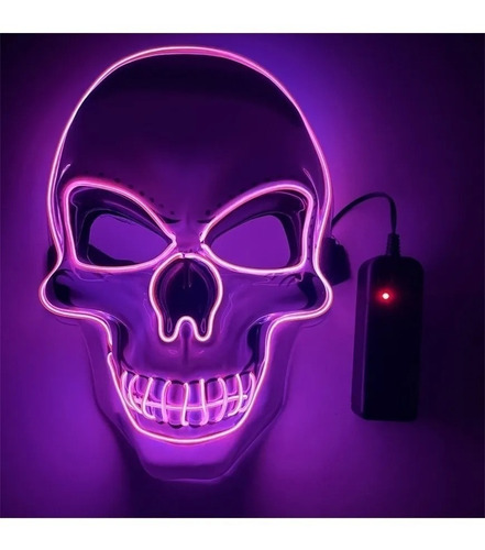 Mascara Calavera Cráneo Luz Led De Neon Fiestas Y Halloween