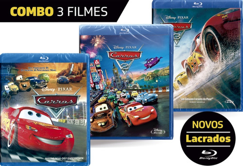 Blu-ray Carros 1, 2 E 3 - 3 Filmes Disney Originais Lacrados