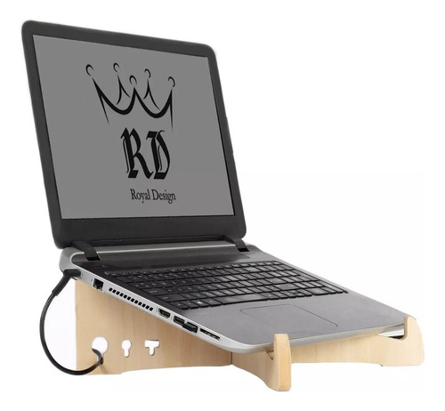 Soporte Notebook De Diseño Base Laptop Mesa Madera Portatil