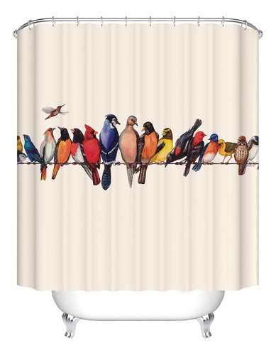 Cardinal Bird Shower Curtain, Colorful Vintage Bird Breed Ba