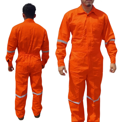 Overol Básico Naranja 100% Algodón T-50/52 Con Reflejante