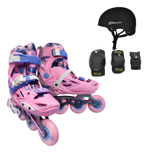 Patines Freeskate Vp Ajustable Bota Dura +casco+protecciones