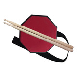 Combo Pad De Practica Rodilla Base Madera + Palillos Bateria