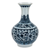 Vaso Objetos Decorativos Enfeites Sala 31x18cm Cerâmica Azul